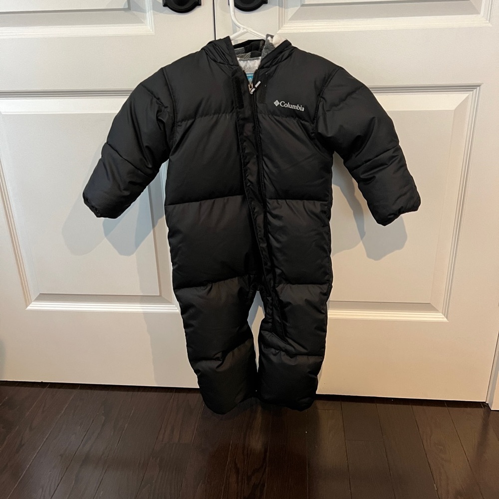 Columbia Baby snow winter jacket bunting 1/2 fleece lined warm Black one piece